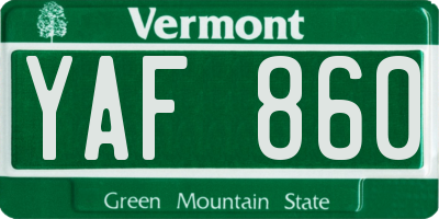 VT license plate YAF860