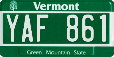 VT license plate YAF861