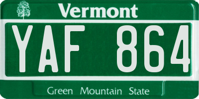 VT license plate YAF864