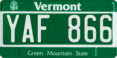 VT license plate YAF866