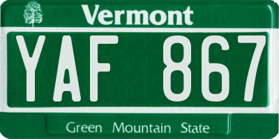 VT license plate YAF867
