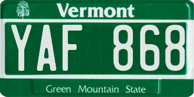 VT license plate YAF868