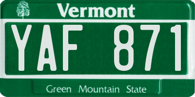VT license plate YAF871
