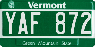 VT license plate YAF872