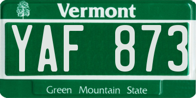 VT license plate YAF873