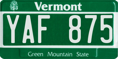 VT license plate YAF875