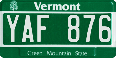 VT license plate YAF876