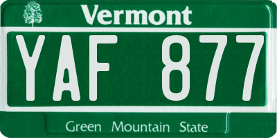 VT license plate YAF877