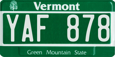 VT license plate YAF878