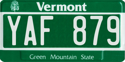 VT license plate YAF879