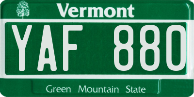 VT license plate YAF880