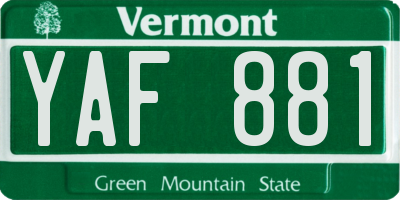 VT license plate YAF881