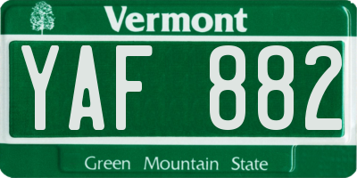 VT license plate YAF882