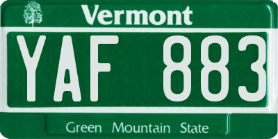 VT license plate YAF883