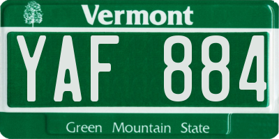 VT license plate YAF884