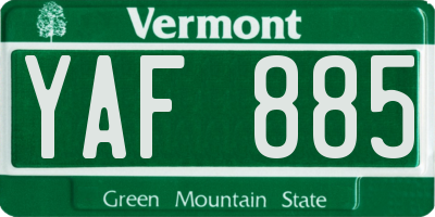 VT license plate YAF885