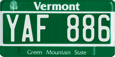 VT license plate YAF886