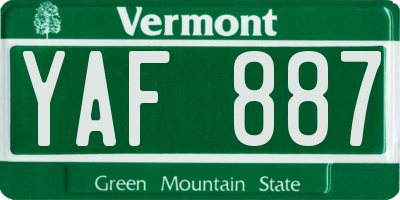 VT license plate YAF887