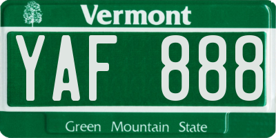 VT license plate YAF888