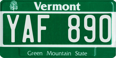 VT license plate YAF890