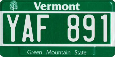 VT license plate YAF891