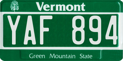VT license plate YAF894