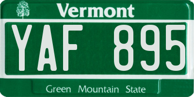 VT license plate YAF895