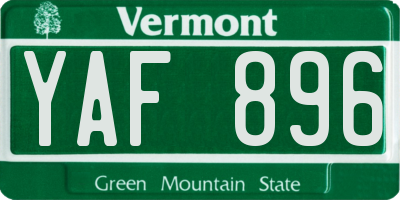 VT license plate YAF896
