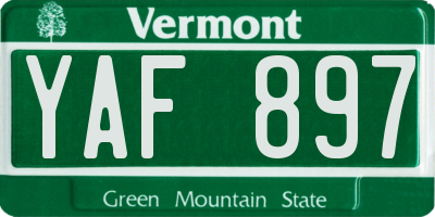 VT license plate YAF897