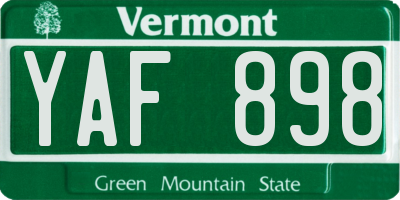 VT license plate YAF898