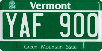 VT license plate YAF900