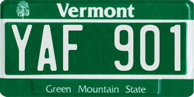 VT license plate YAF901