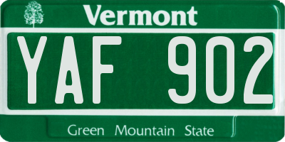 VT license plate YAF902