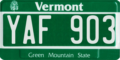 VT license plate YAF903