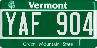VT license plate YAF904