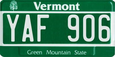 VT license plate YAF906