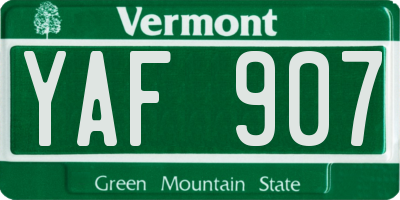 VT license plate YAF907