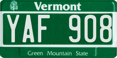 VT license plate YAF908