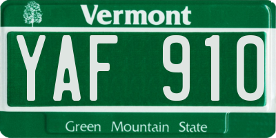 VT license plate YAF910
