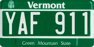 VT license plate YAF911