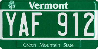 VT license plate YAF912