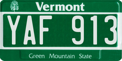 VT license plate YAF913