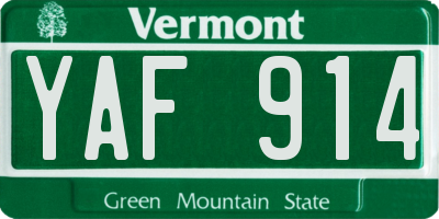 VT license plate YAF914