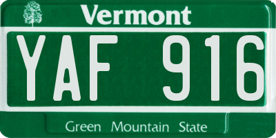 VT license plate YAF916