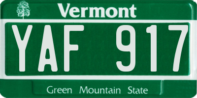 VT license plate YAF917