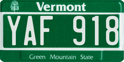 VT license plate YAF918