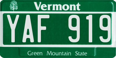 VT license plate YAF919