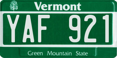 VT license plate YAF921