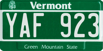 VT license plate YAF923