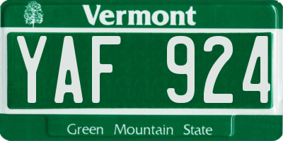 VT license plate YAF924